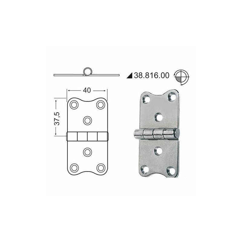 Charnière n?ud saillant 75x40 mm -
