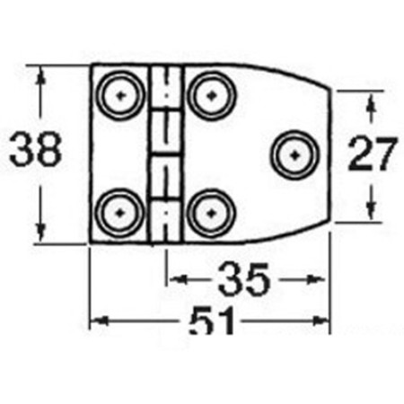 Charnière inox av. 51x38 trap. -