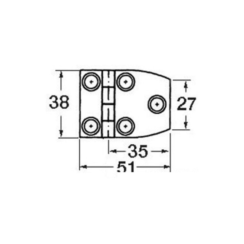Charnière inox av. 51x38 trap. -