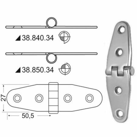 Charnière n?ud saillant 101x27 mm -