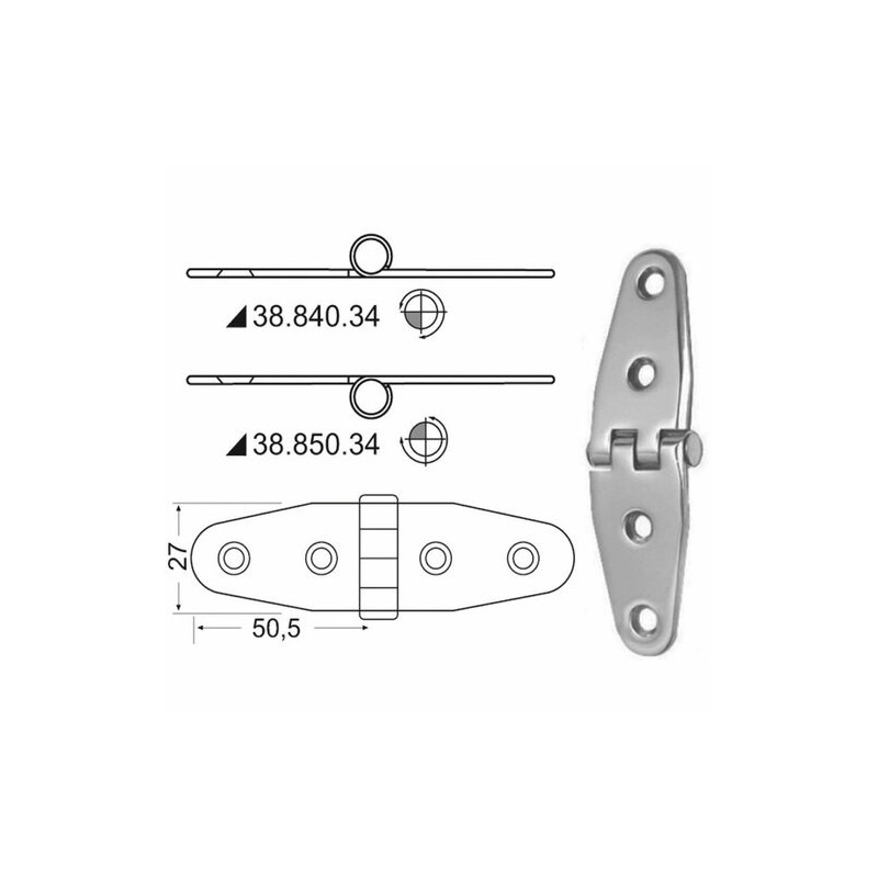 Charnière n?ud saillant 101x27 mm -