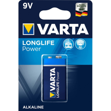 Pile alcaline 9 V 6LR61 Longlife Power - 6LR61 - En blister