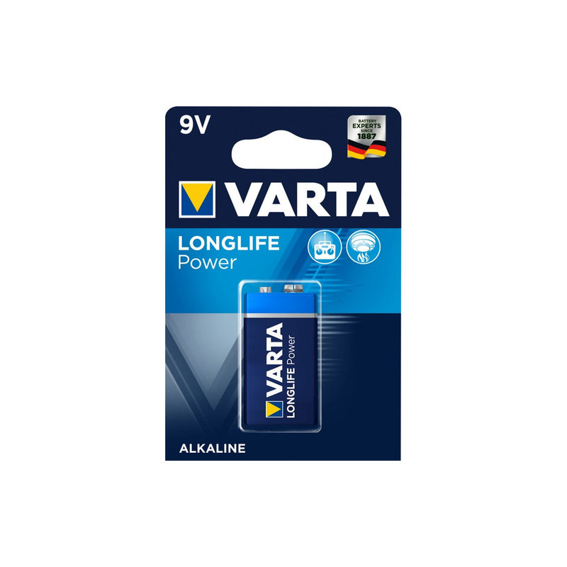 Pile alcaline 9 V 6LR61 Longlife Power - 6LR61 - En blister