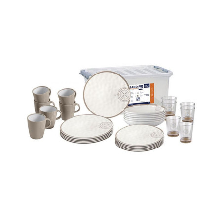 Pack vaisselle antiderapante - blanc 6 personnes - assiettes verre, tasse