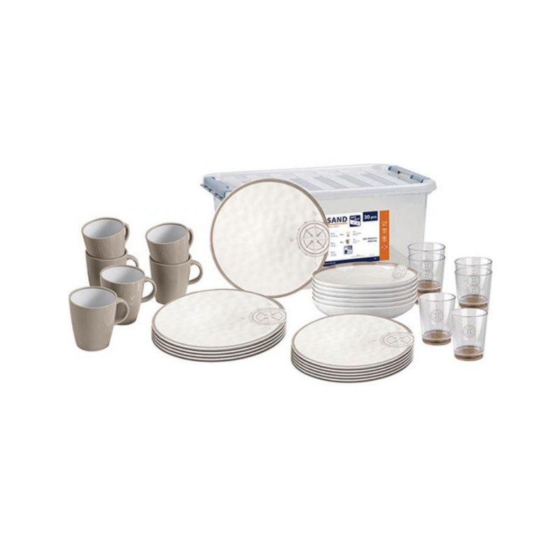 Pack vaisselle antiderapante - blanc 6 personnes - assiettes verre, tasse