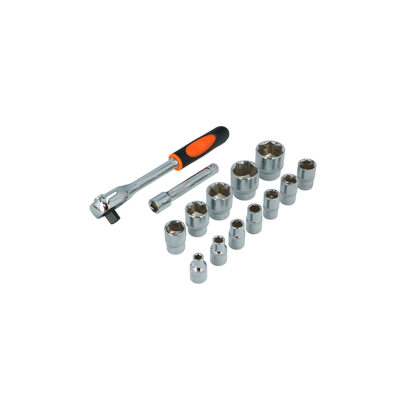 Jeu de clés à douilles 1/2'' - 14 pièces - En blister