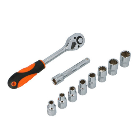 Jeu de clés à douilles 1/2'' - 10 pièces - En blister