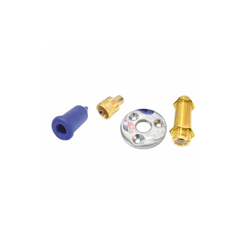 Passage cloison pour câble coaxial - inox - connecteur doré PL-259