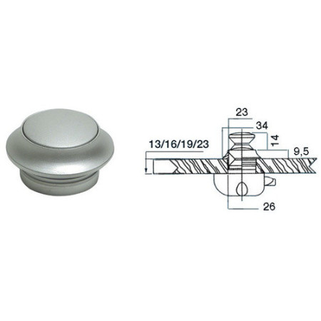 Pommeau laiton chrome perle 16 mm