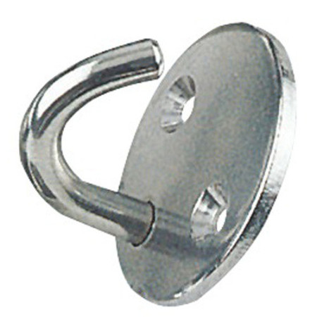 Crochet sur plaque tonde inox poli 8 mm