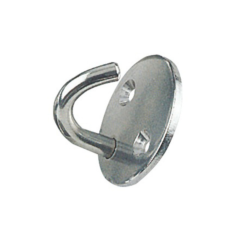 Crochet sur plaque tonde inox poli 8 mm