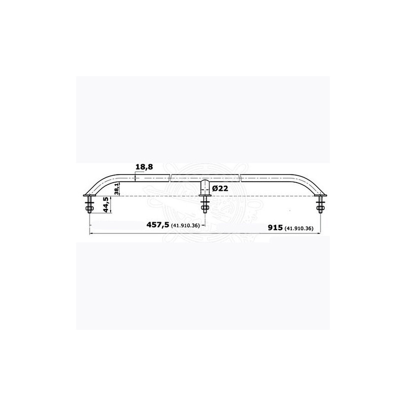 Main-courante inox sur tige filetée - 915 mm