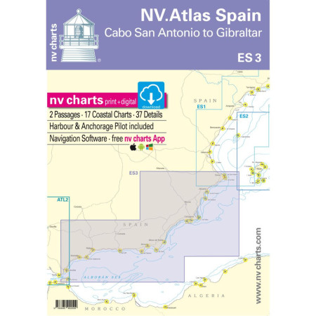 NV Charts Atlas Espagne Cabo San Antonio to Gibraltar ES3