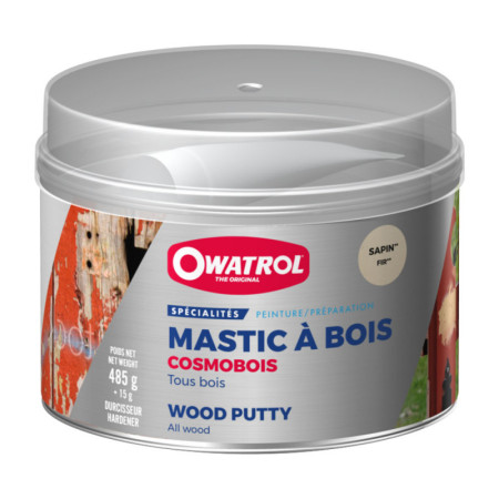 Mastic à bois COSMOBOIS - chêne moyen - pot de 0,5 kg
