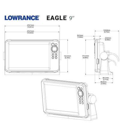 LOWRANCE SONDEUR/GPS EAGLE 9'' + Sonde HDI 50/200 KHz